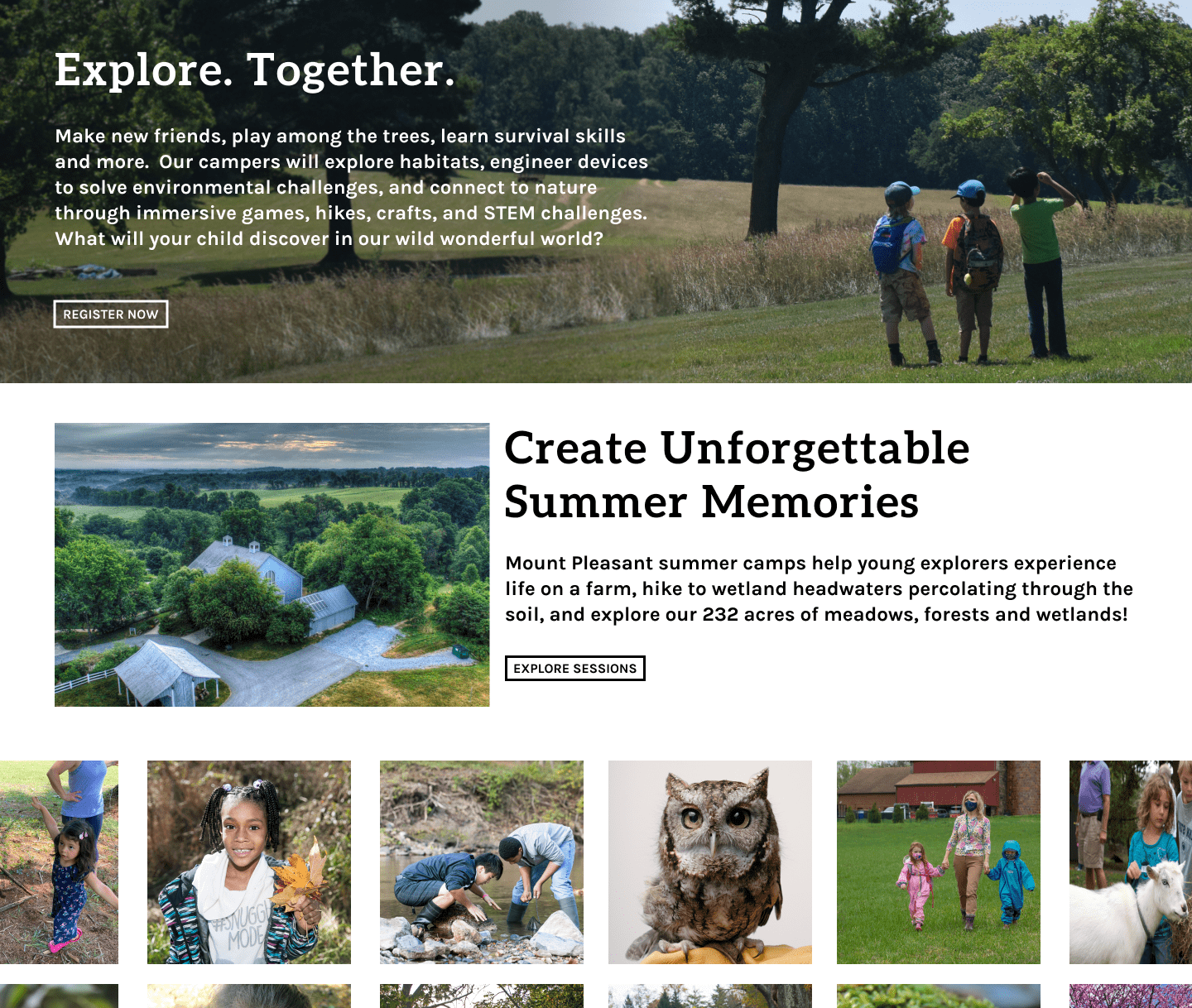 An image of a final redesign concept for the HCC camp page